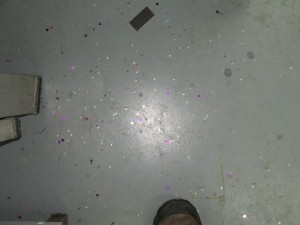 All the glitter on the floor that I had picked out of the paper.
