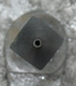Worn nozzle. Note how outer diameter of tip is out of round.
