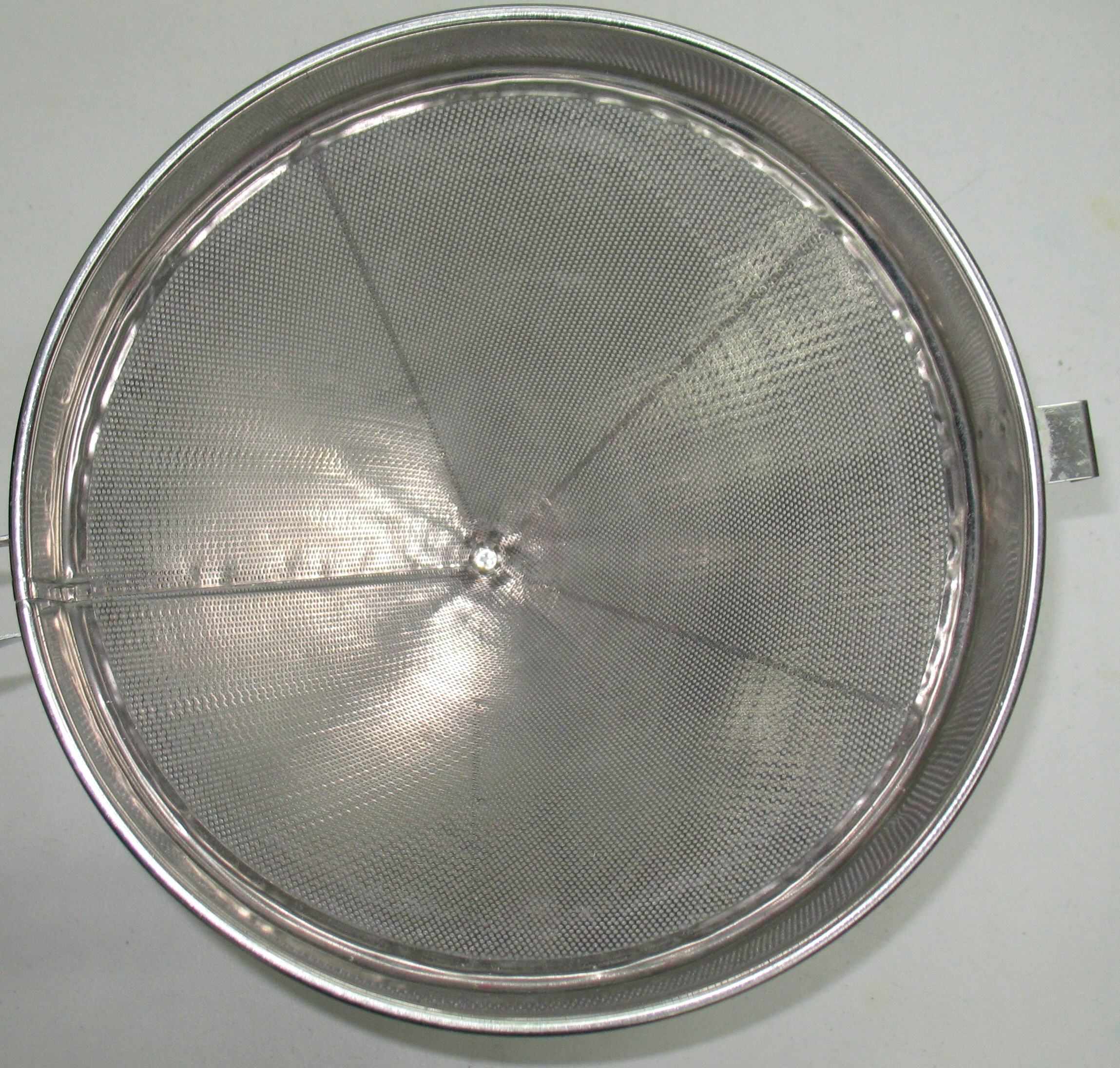 Top view inside the cone of the large strainer