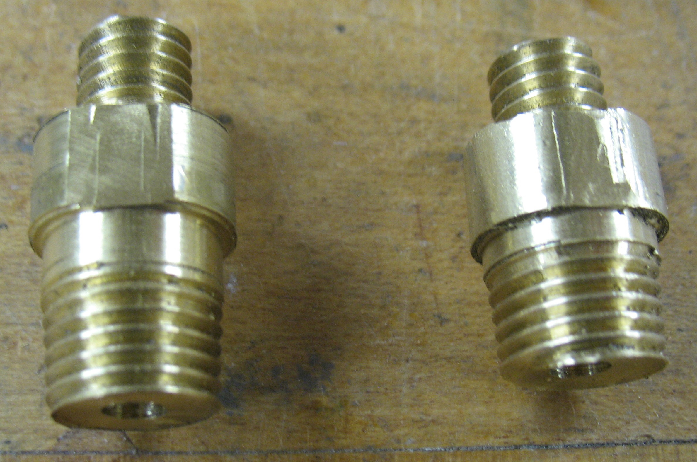 Two quick-and-dirty adapters from 5/16NC to 1/4NPT